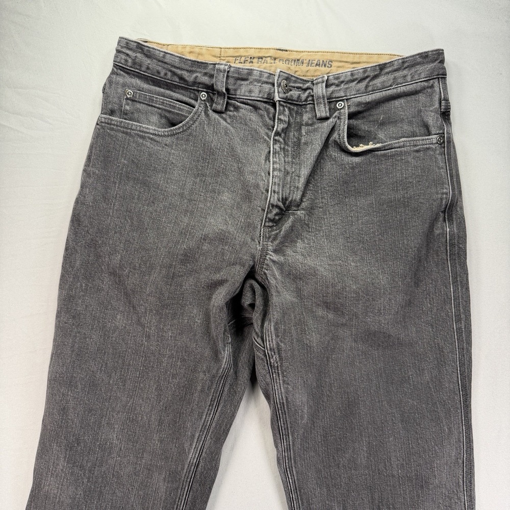 Duluth Trading Flex Ballroom Jeans Mens 24x34 Black Dark Wash Straight Leg